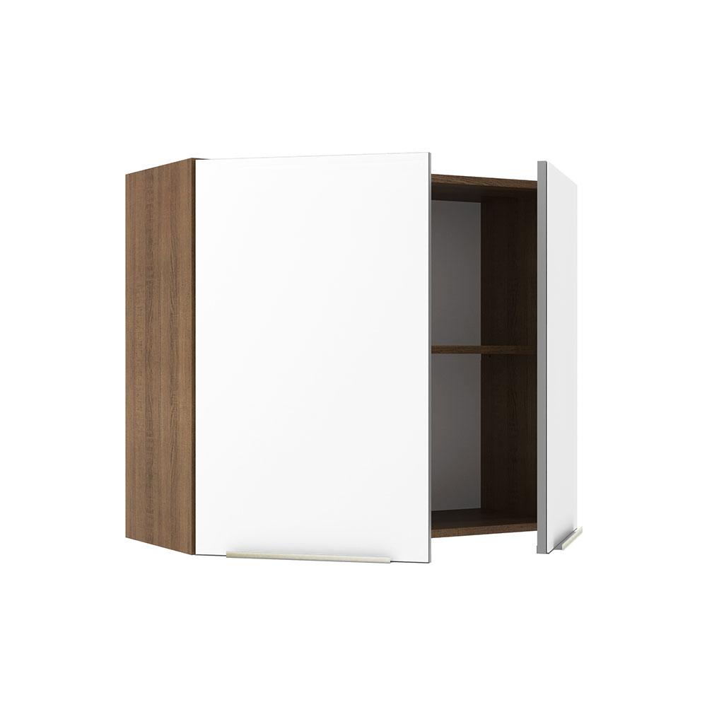 Armário Aéreo Madesa Lux 80 cm 2 Portas - Rustic/Branco Veludo