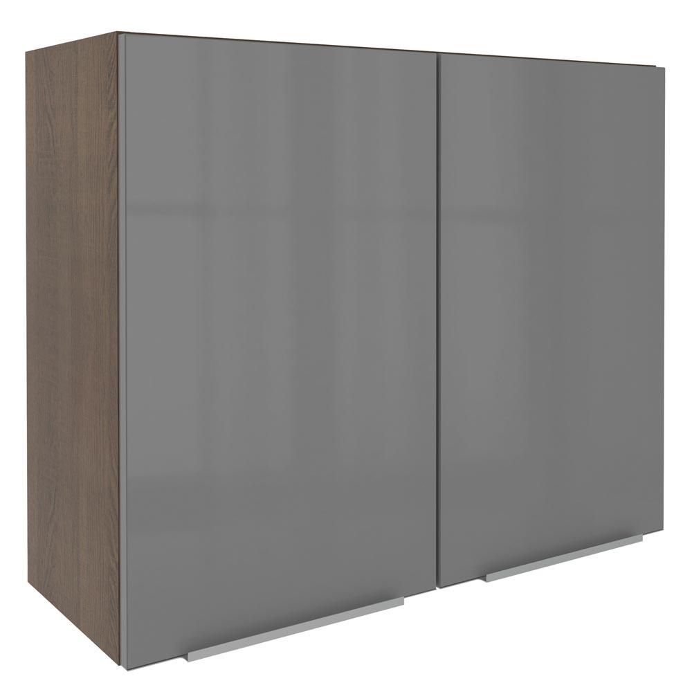 Armário Aéreo Madesa Lux 80 cm 2 Portas - Rustic/Cinza