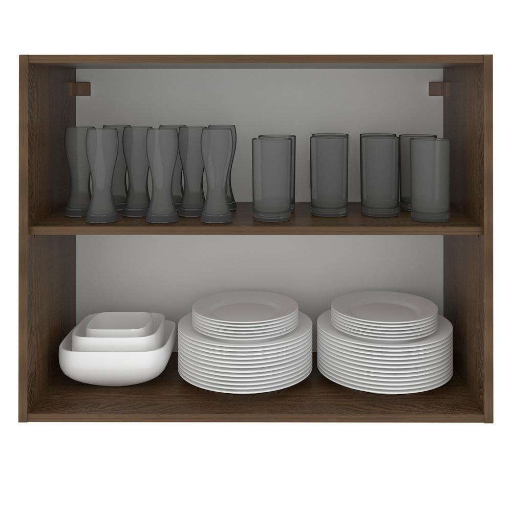 Armário Aéreo Madesa Lux 80 cm 2 Portas - Rustic/Cinza