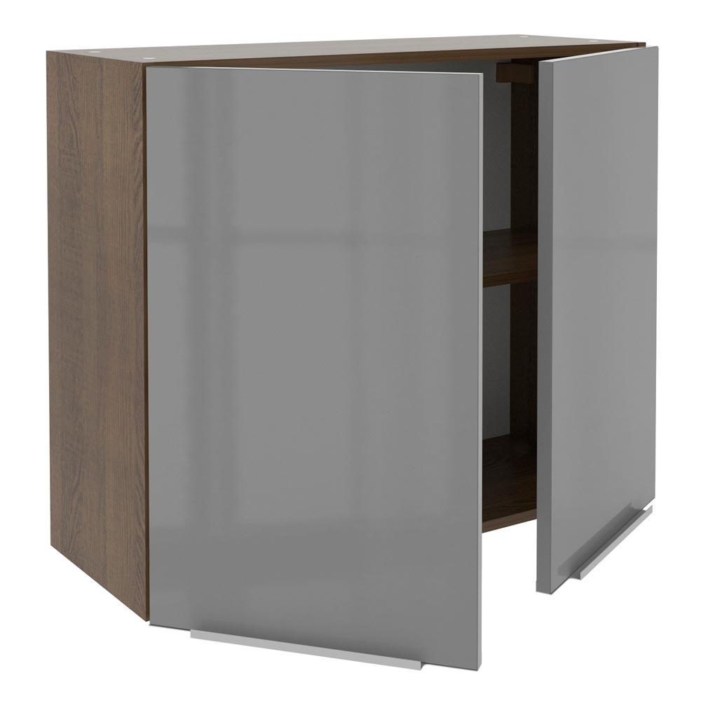 Armário Aéreo Madesa Lux 80 cm 2 Portas - Rustic/Cinza
