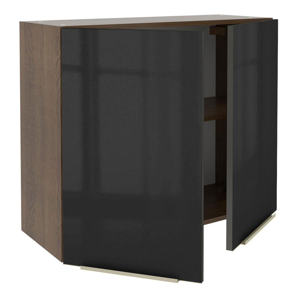 Armário Aéreo Madesa Lux 80 cm 2 Portas - Rustic/Preto