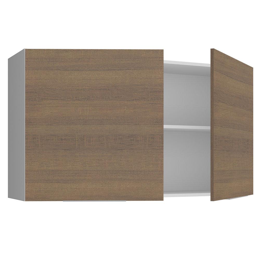 Armário Aéreo Madesa Stella 120 cm 2 Portas - Branco/Rustic