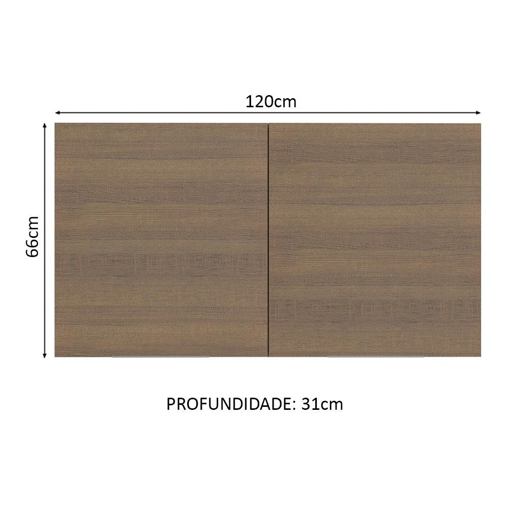 Armário Aéreo Madesa Stella 120 cm 2 Portas - Rustic