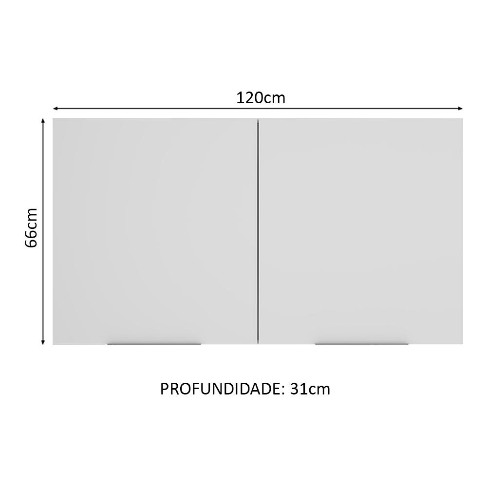 Armário Aéreo Madesa Stella 120 cm 2 Portas - Rustic/Branco