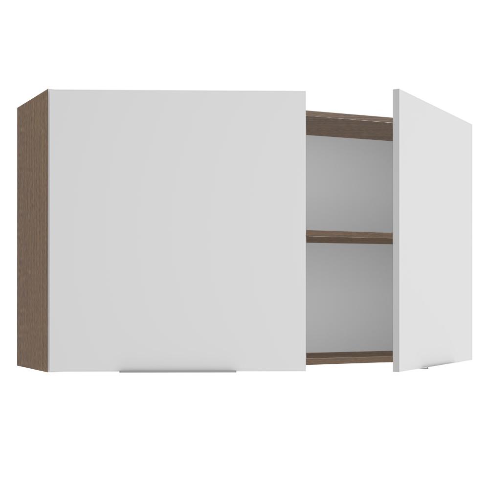 Armário Aéreo Madesa Stella 120 cm 2 Portas - Rustic/Branco
