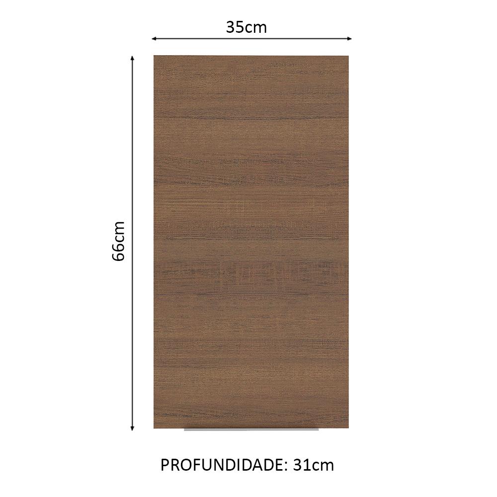 Armário Aéreo Madesa Stella 35 cm 1 Porta - Branco/Rustic