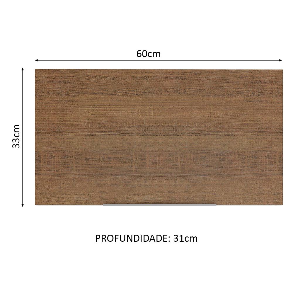Armário Aéreo Madesa Stella 60 cm 1 Porta Basculante - Branco/Rustic