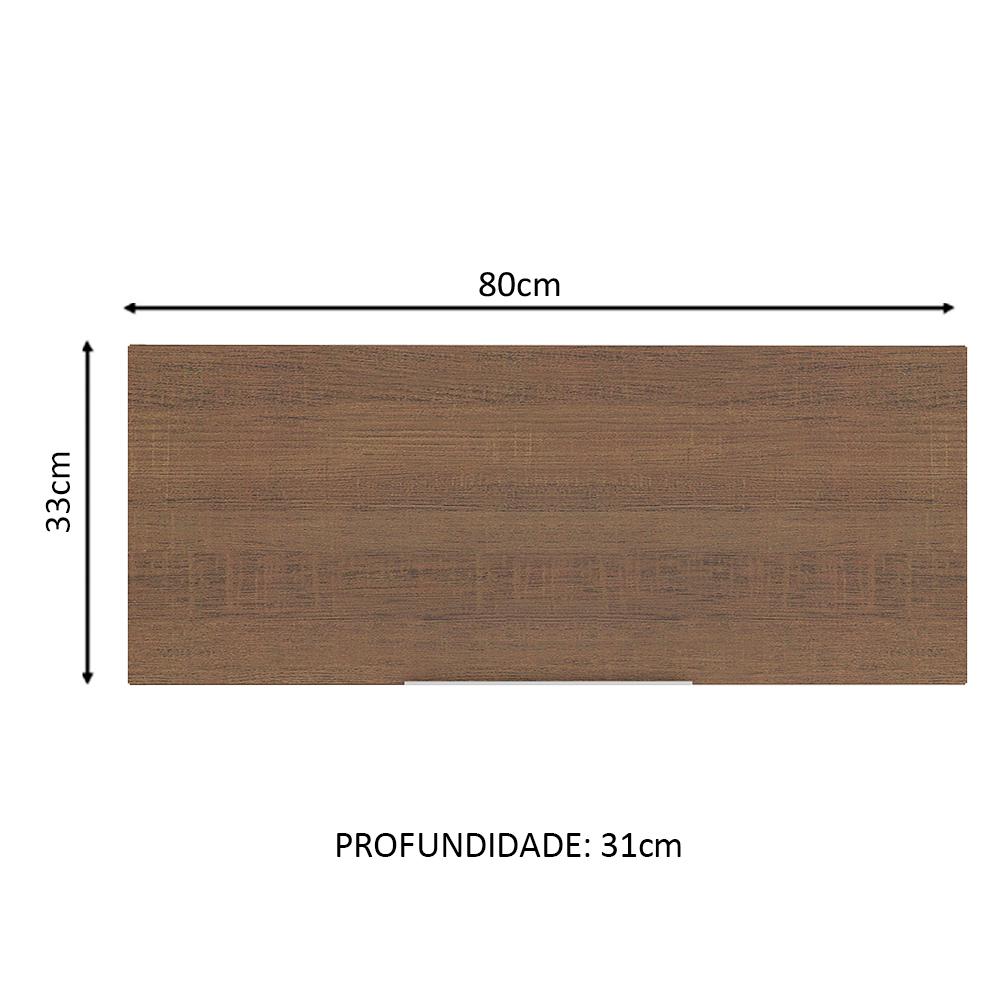 Armário Aéreo Madesa Stella 80 cm 1 Porta Basculante - Branco/Rustic