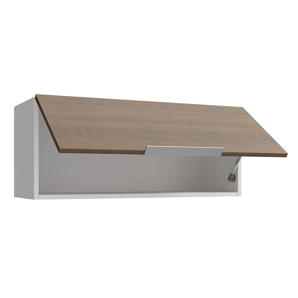 Armário Aéreo Madesa Stella 80 cm 1 Porta Basculante - Branco/Rustic
