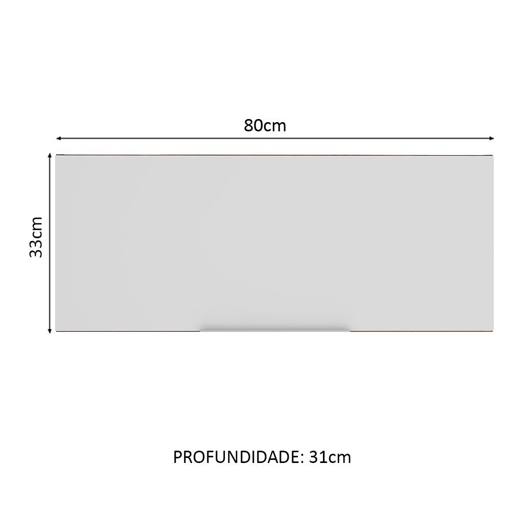 Armário Aéreo Madesa Stella 80 cm 1 Porta Basculante - Rustic/Branco