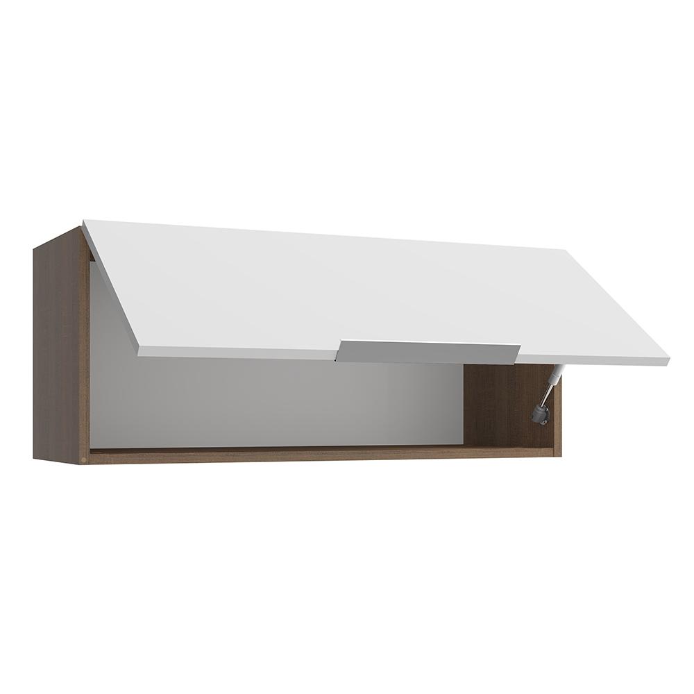 Armário Aéreo Madesa Stella 80 cm 1 Porta Basculante - Rustic/Branco
