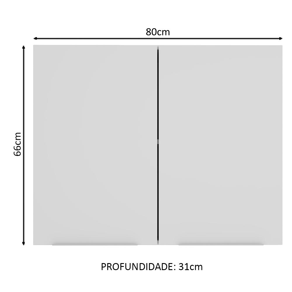 Armário Aéreo Madesa Stella 80 cm 2 Portas - Branco