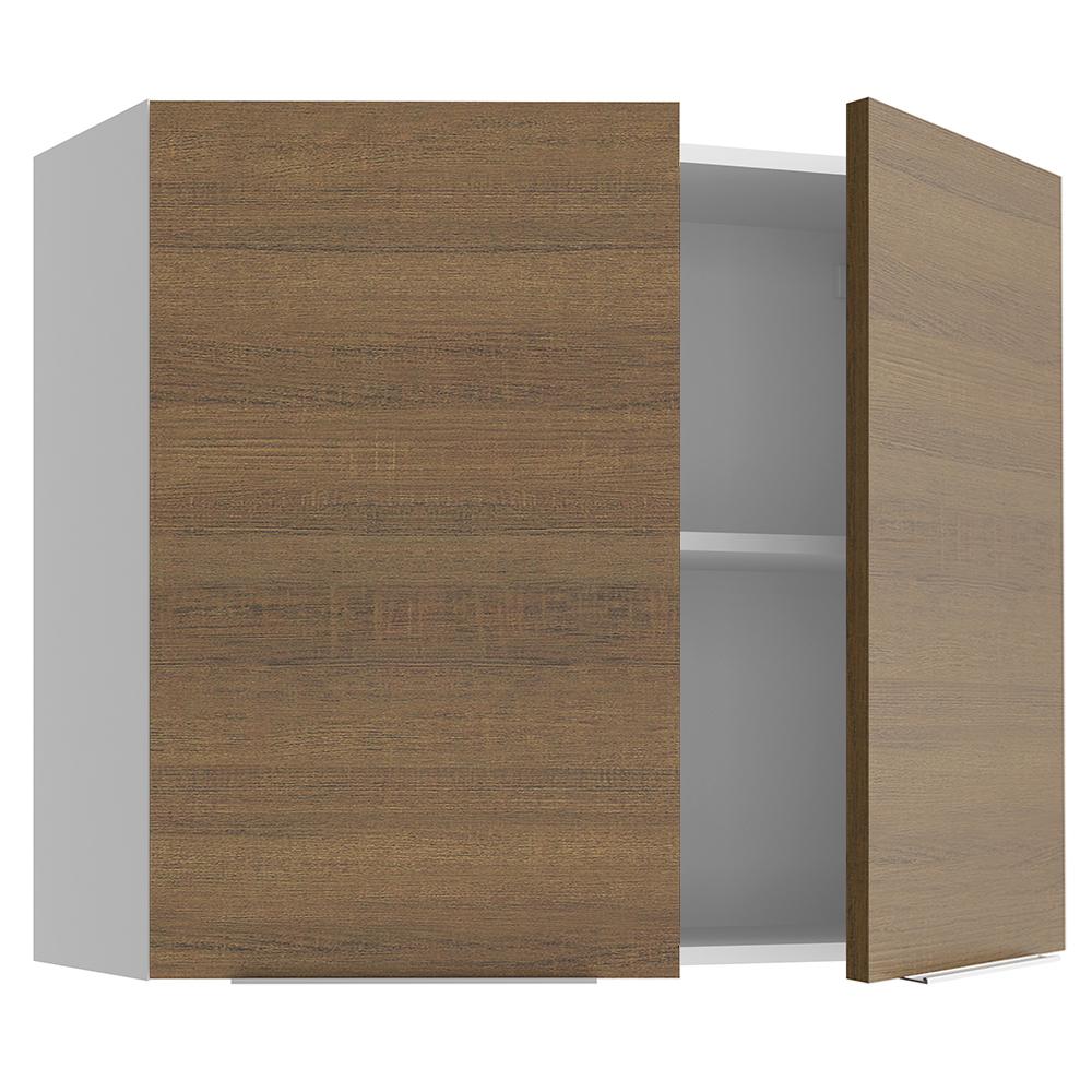 Armário Aéreo Madesa Stella 80 cm 2 Portas - Branco/Rustic