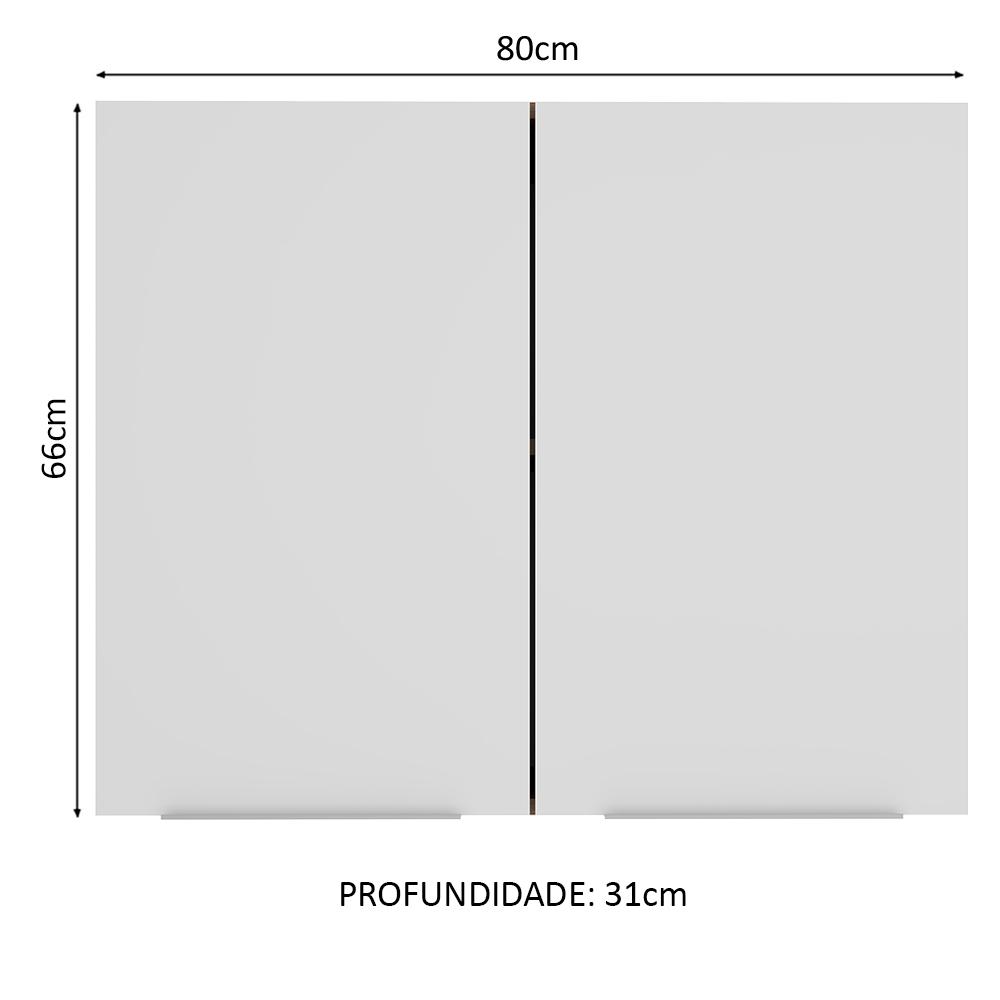 Armário Aéreo Madesa Stella 80 cm 2 Portas - Rustic/Branco