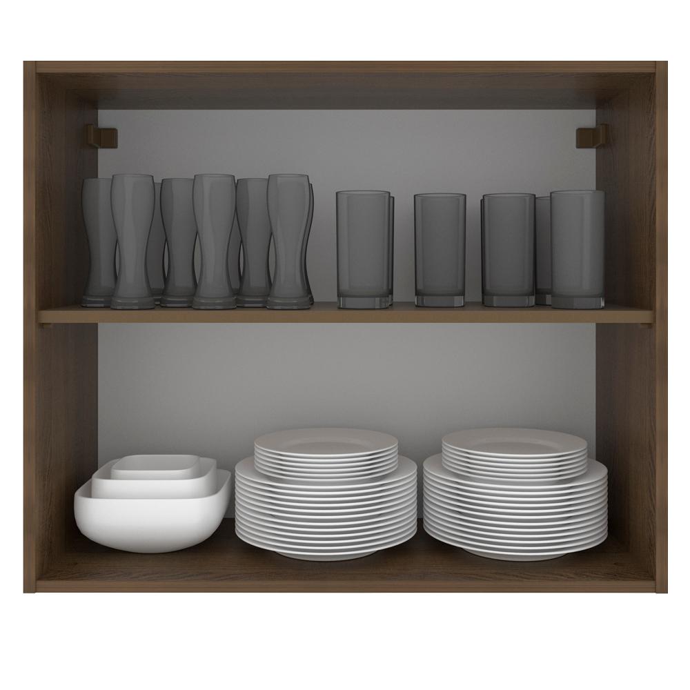 Armário Aéreo Madesa Stella 80 cm 2 Portas - Rustic/Branco
