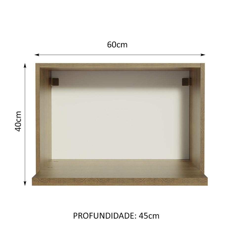 Armário Aéreo Madesa para Glamy, Lux, Reims 60 cm com Nicho para Forno - Rustic