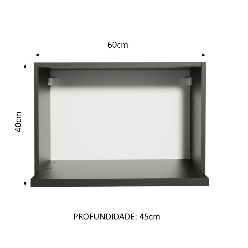 Armário Aéreo Madesa para Reims, Lux, Glamy 60 cm com Nicho para Forno - Preto