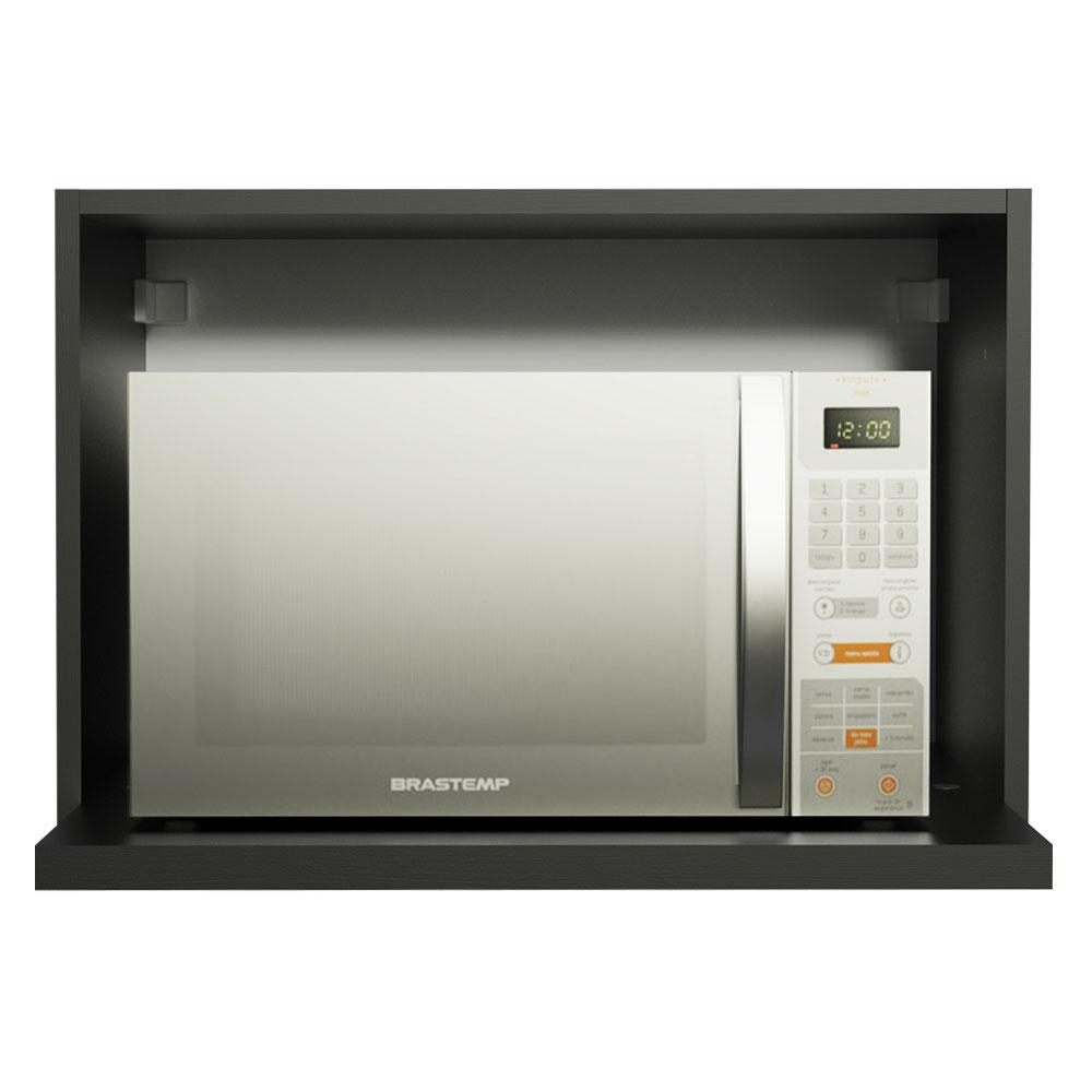 Armário Aéreo Madesa para Reims, Lux, Glamy 60 cm com Nicho para Forno - Preto