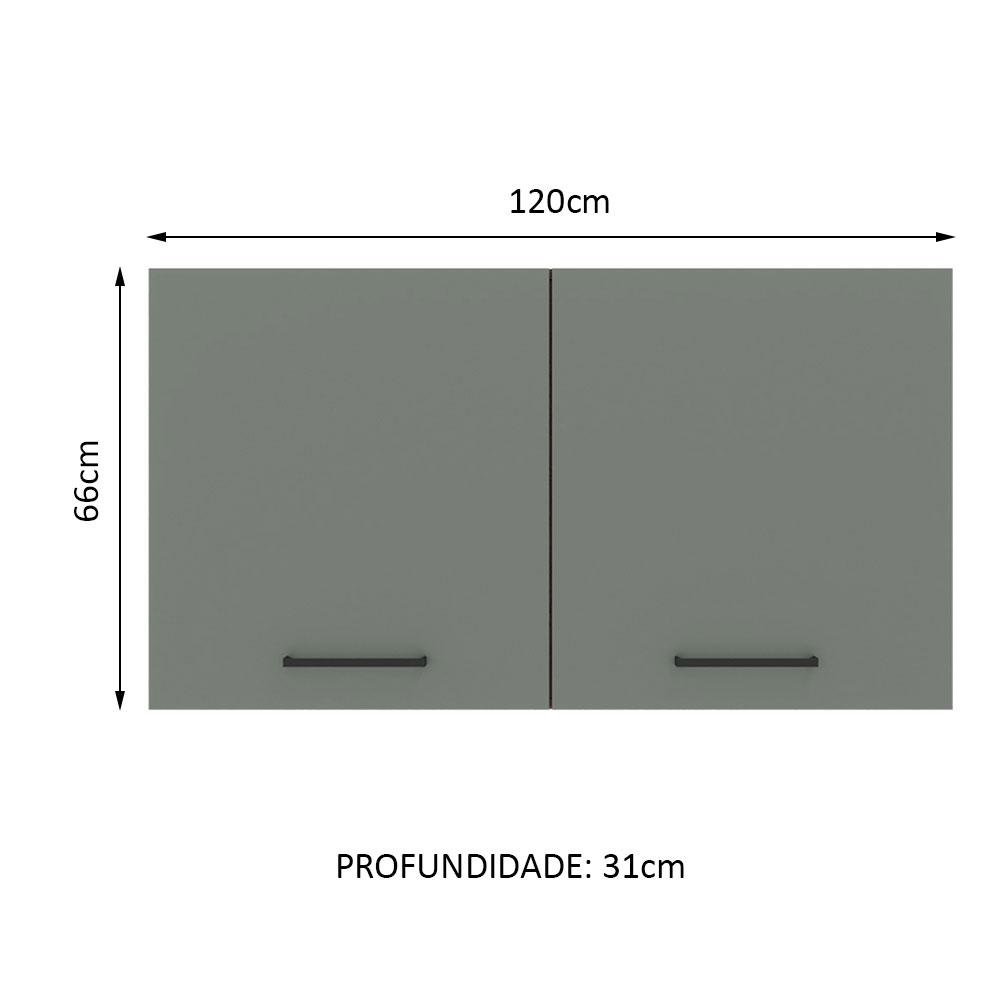 Armário Aéreo Multiuso 120cm 2 Portas Branco/Cinza Agata Madesa