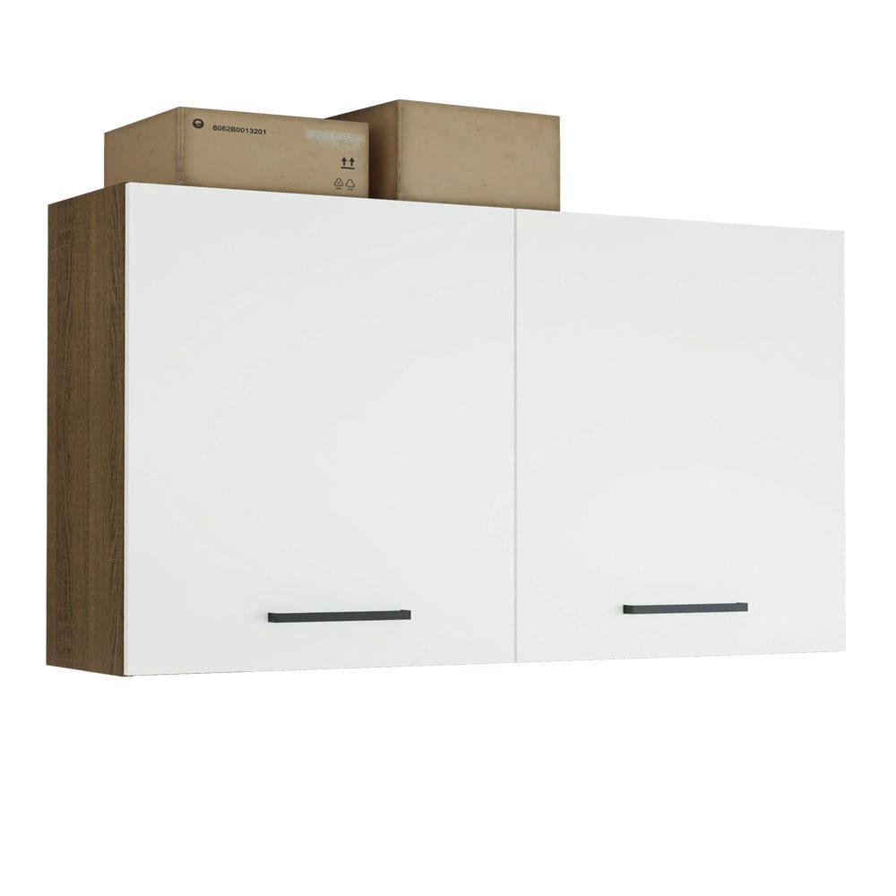 Armário Aéreo Multiuso 120cm 2 Portas Rustic/Branco Agata Madesa