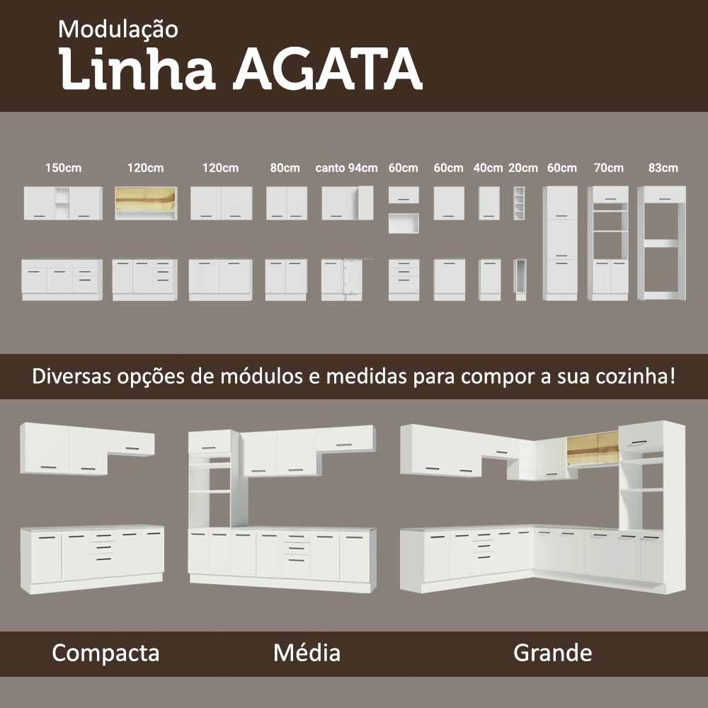 Armário Aéreo Multiuso 80cm 1 Porta Basculante Branco Agata Madesa