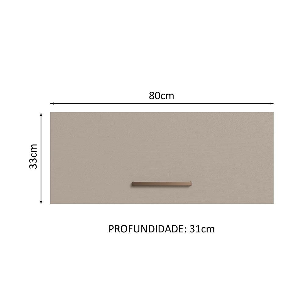 Armário Aéreo Multiuso 80cm 1 Porta Basculante Branco/Crema Agata Madesa