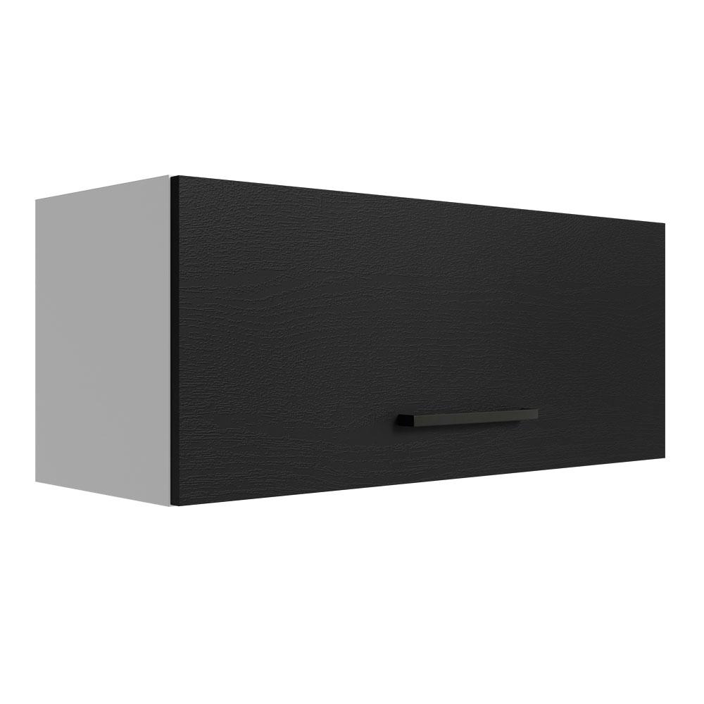Armário Aéreo Multiuso 80cm 1 Porta Basculante Branco/Preto Agata Madesa