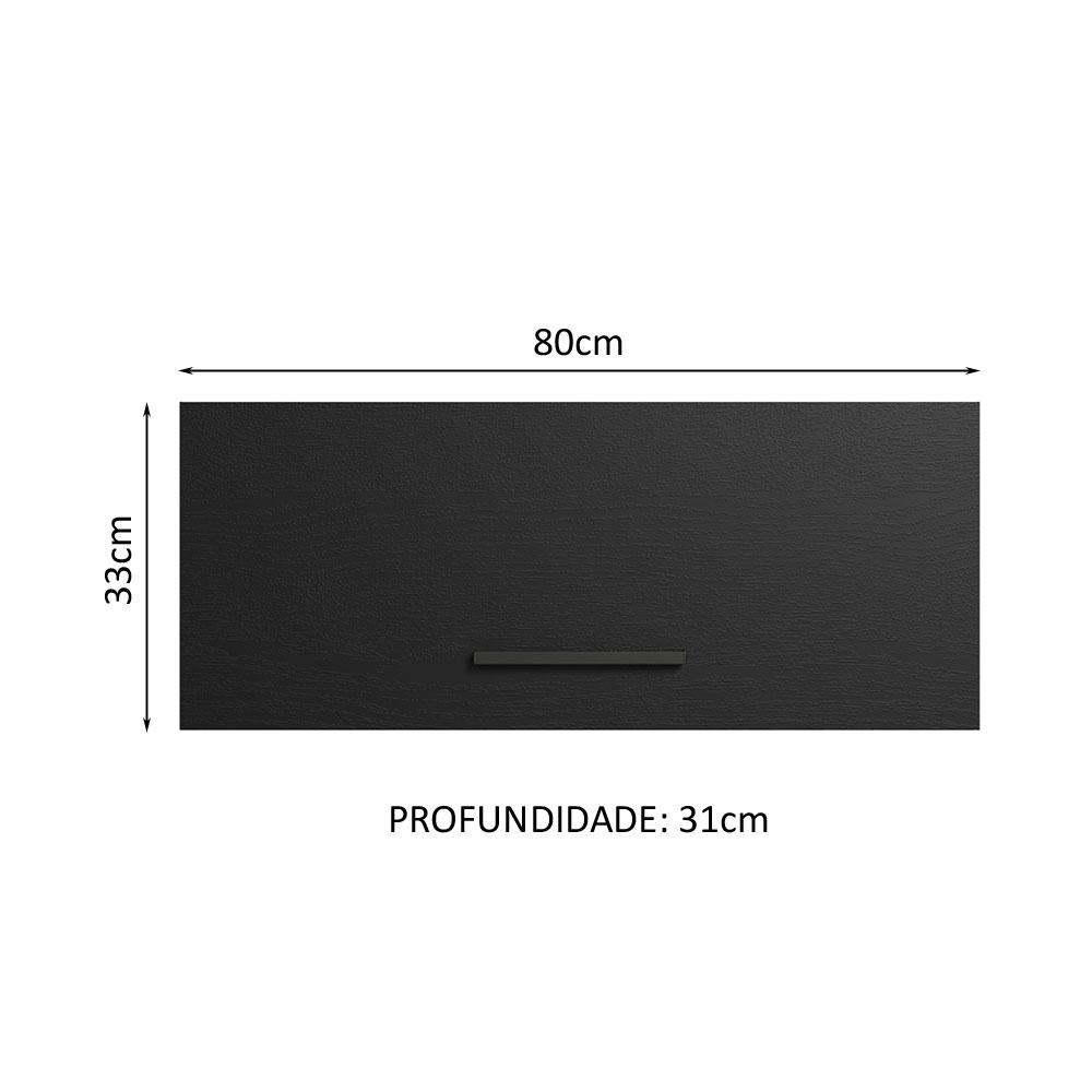 Armário Aéreo Multiuso 80cm 1 Porta Basculante Branco/Preto Agata Madesa