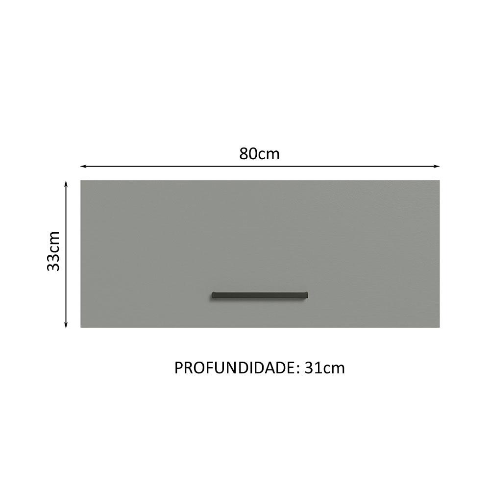 Armário Aéreo Multiuso 80cm 1 Porta Basculante Rustic/Cinza Agata Madesa