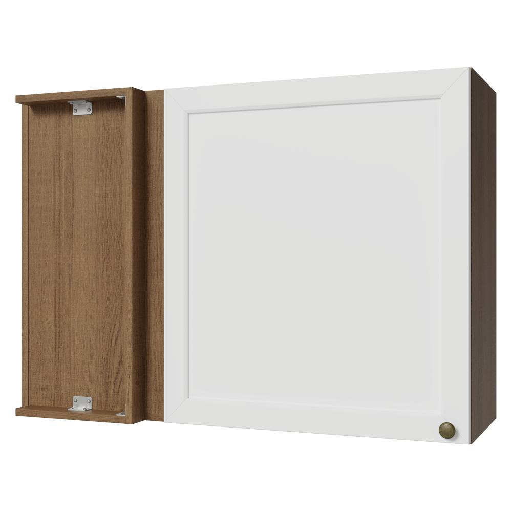 Armário Aéreo de Canto 1 Porta Rustic/Branco Vik Madesa