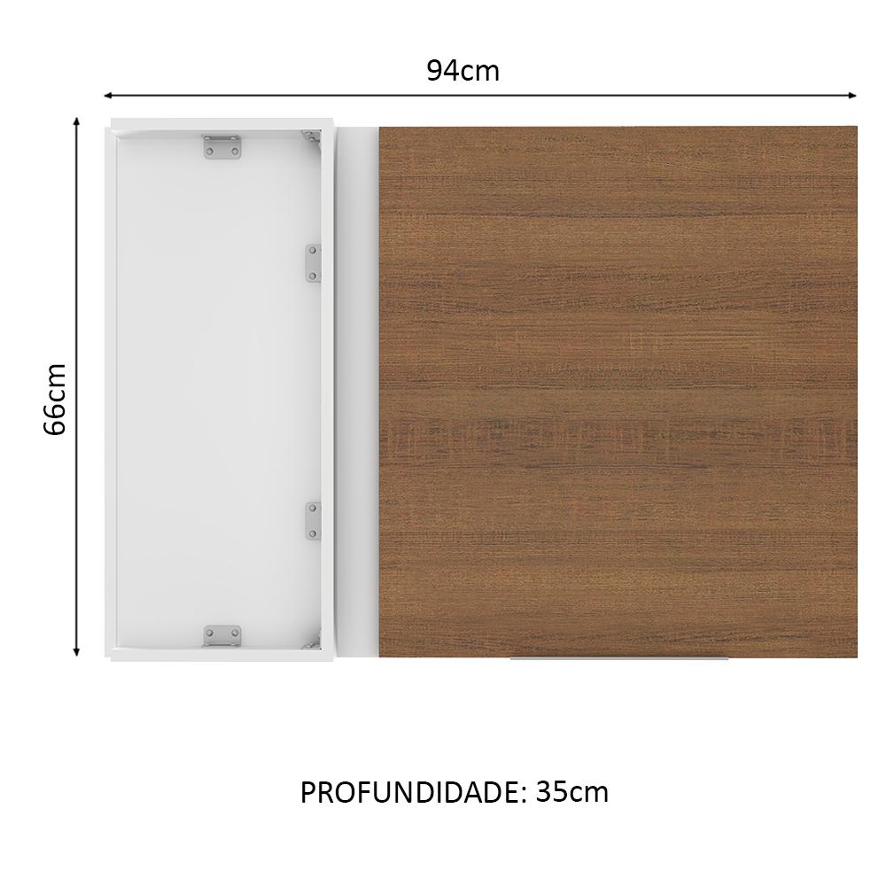 Armário Aéreo de Canto Madesa Stella 1 Porta - Branco/Rustic