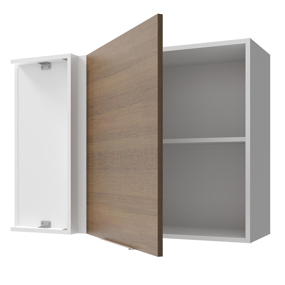 Armário Aéreo de Canto Madesa Stella 1 Porta - Branco/Rustic