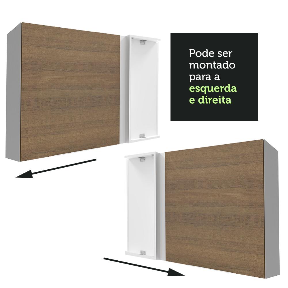 Armário Aéreo de Canto Madesa Stella 1 Porta - Branco/Rustic
