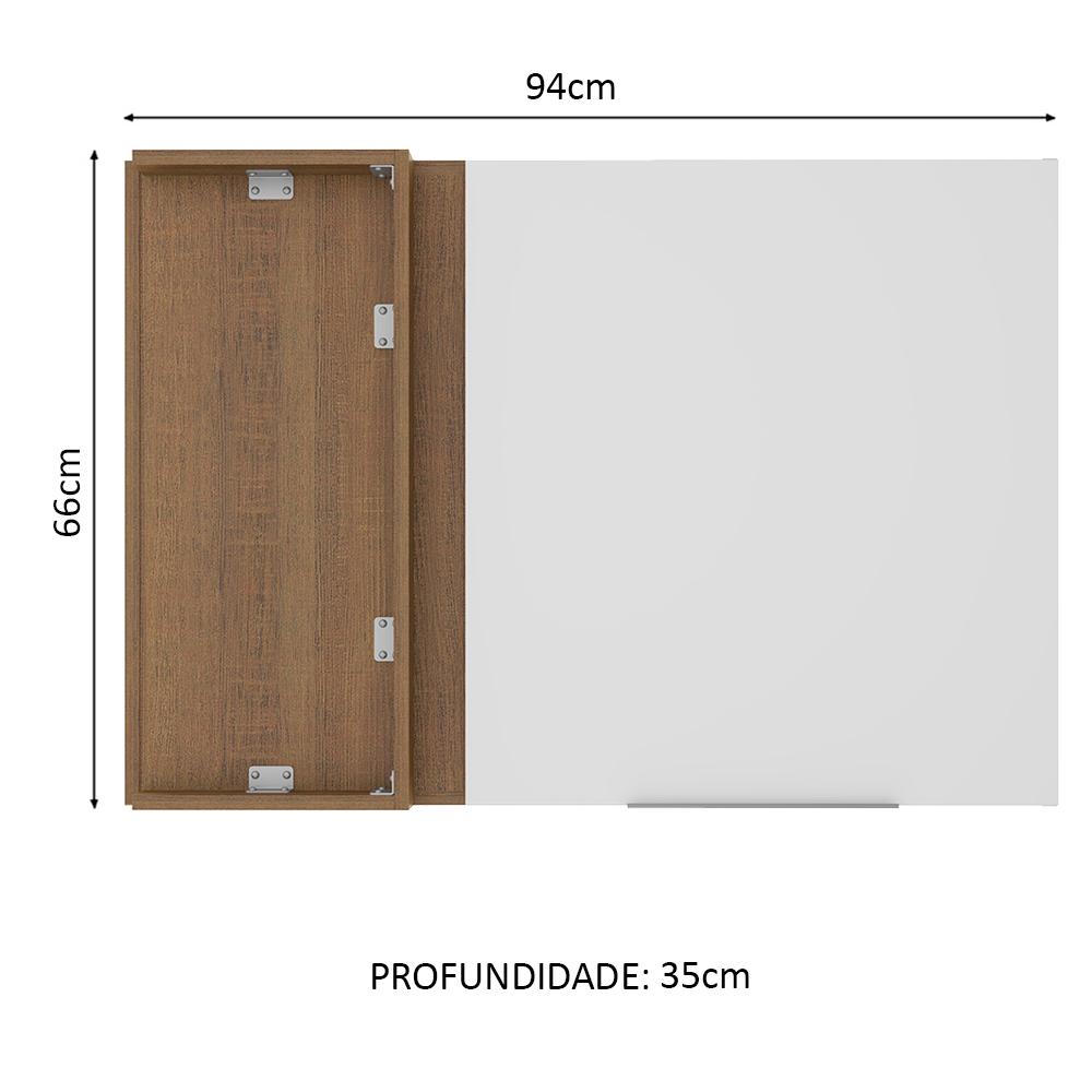 Armário Aéreo de Canto Madesa Stella 1 Porta - Rustic/Branco