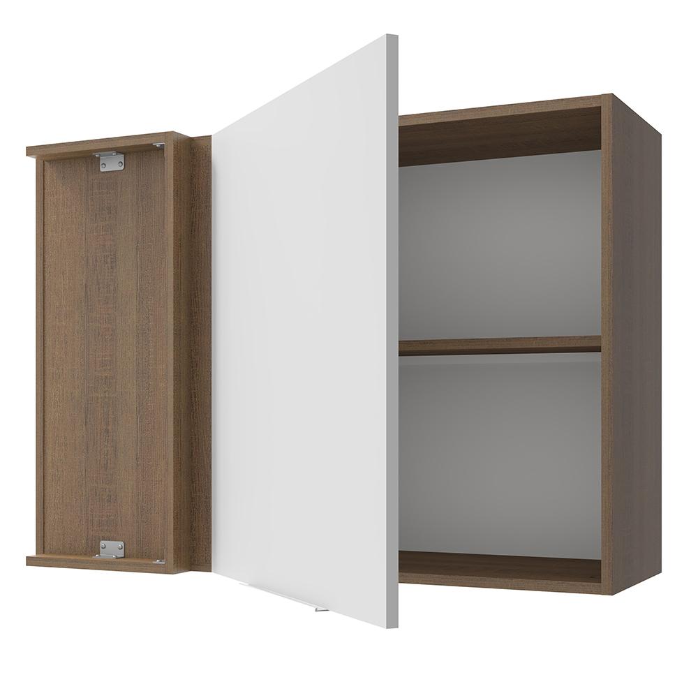 Armário Aéreo de Canto Madesa Stella 1 Porta - Rustic/Branco