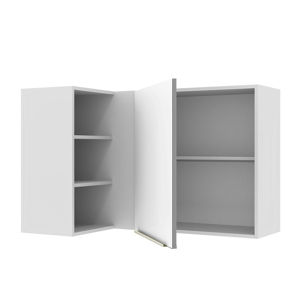 Armário Aéreo de Canto com Adega Acoplada Madesa Lux 1 Porta - Branco/Branco Veludo