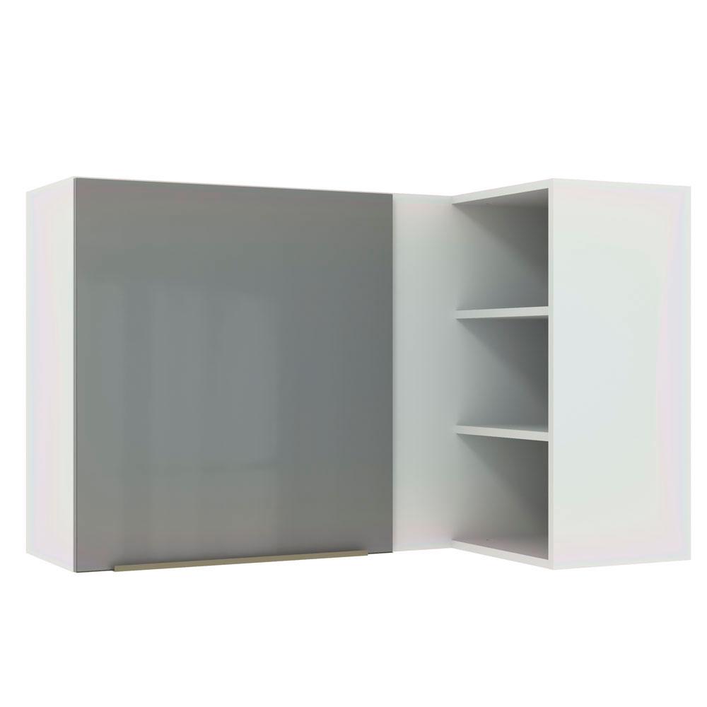 Armário Aéreo de Canto com Adega Acoplada Madesa Lux 1 Porta - Branco/Cinza