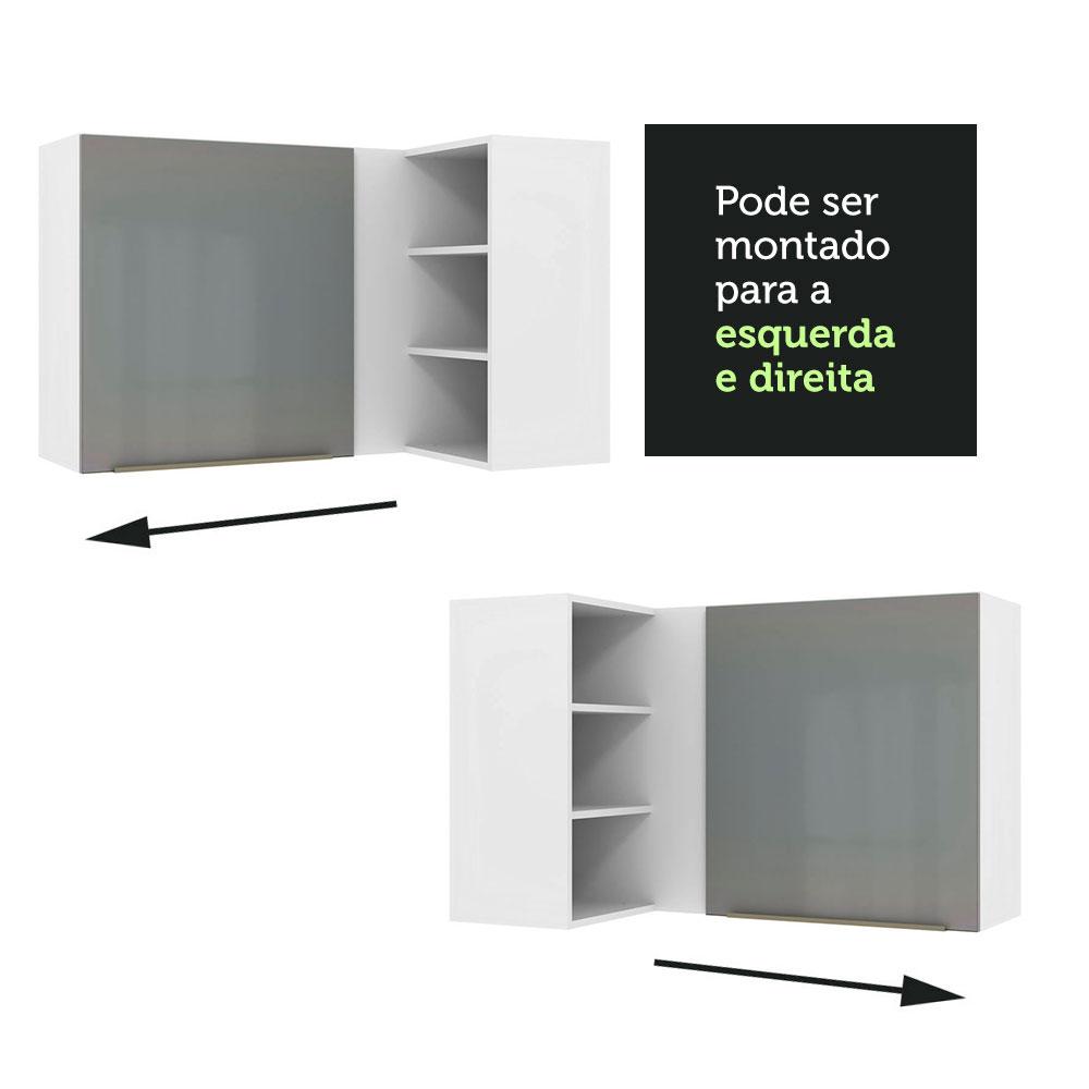 Armário Aéreo de Canto com Adega Acoplada Madesa Lux 1 Porta - Branco/Cinza