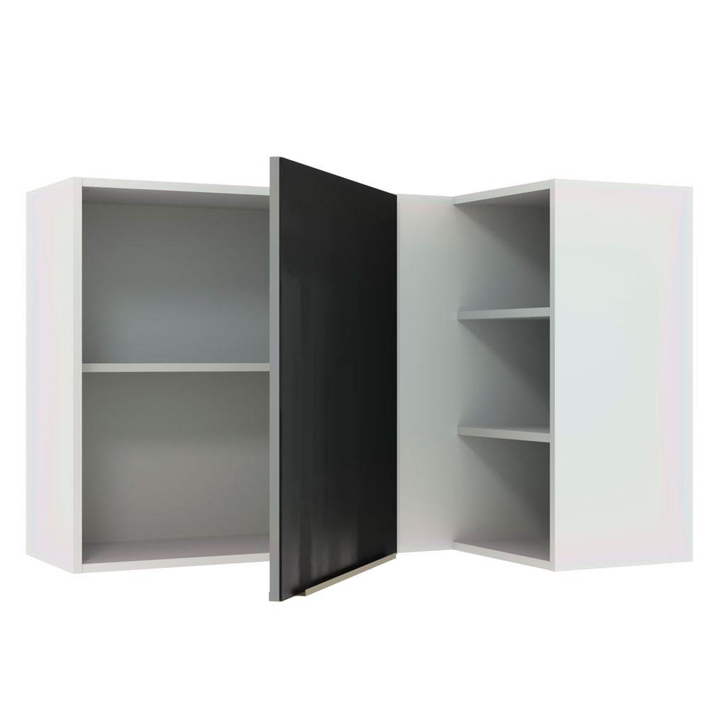 Armário Aéreo de Canto com Adega Acoplada Madesa Lux 1 Porta - Branco/Preto