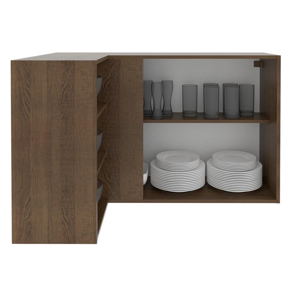 Armário Aéreo de Canto com Adega Acoplada Madesa Lux 1 Porta - Rustic/Cinza
