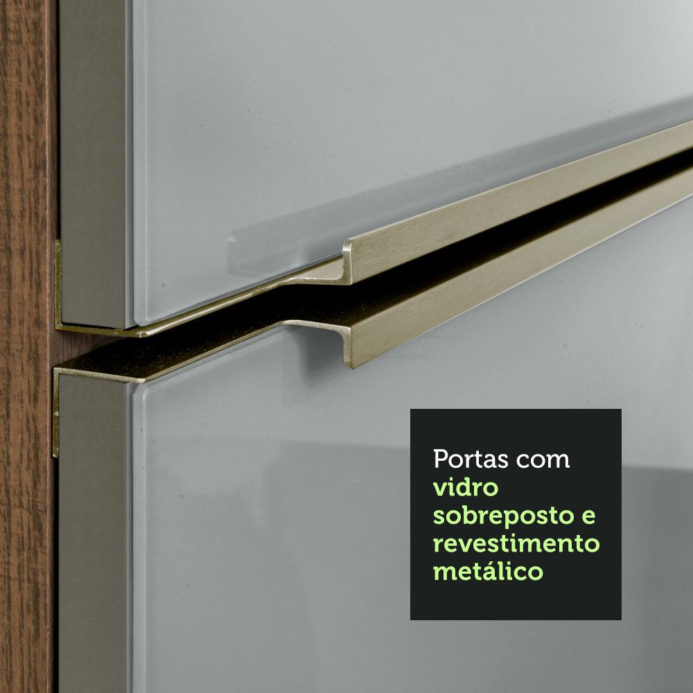 Armário Aéreo de Canto com Adega Acoplada Madesa Lux 1 Porta - Rustic/Cinza