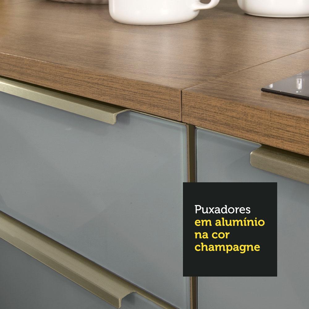 Armário Aéreo de Canto com Adega Acoplada Madesa Lux 1 Porta - Rustic/Cinza