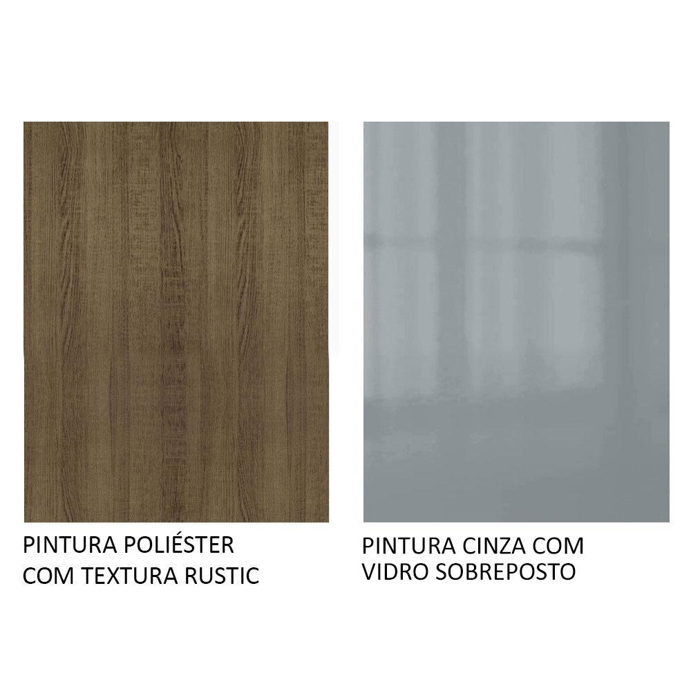 Armário Aéreo de Canto com Adega Acoplada Madesa Lux 1 Porta - Rustic/Cinza
