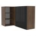 Armário Aéreo de Canto com Adega Acoplada Madesa Lux 1 Porta - Rustic/Preto