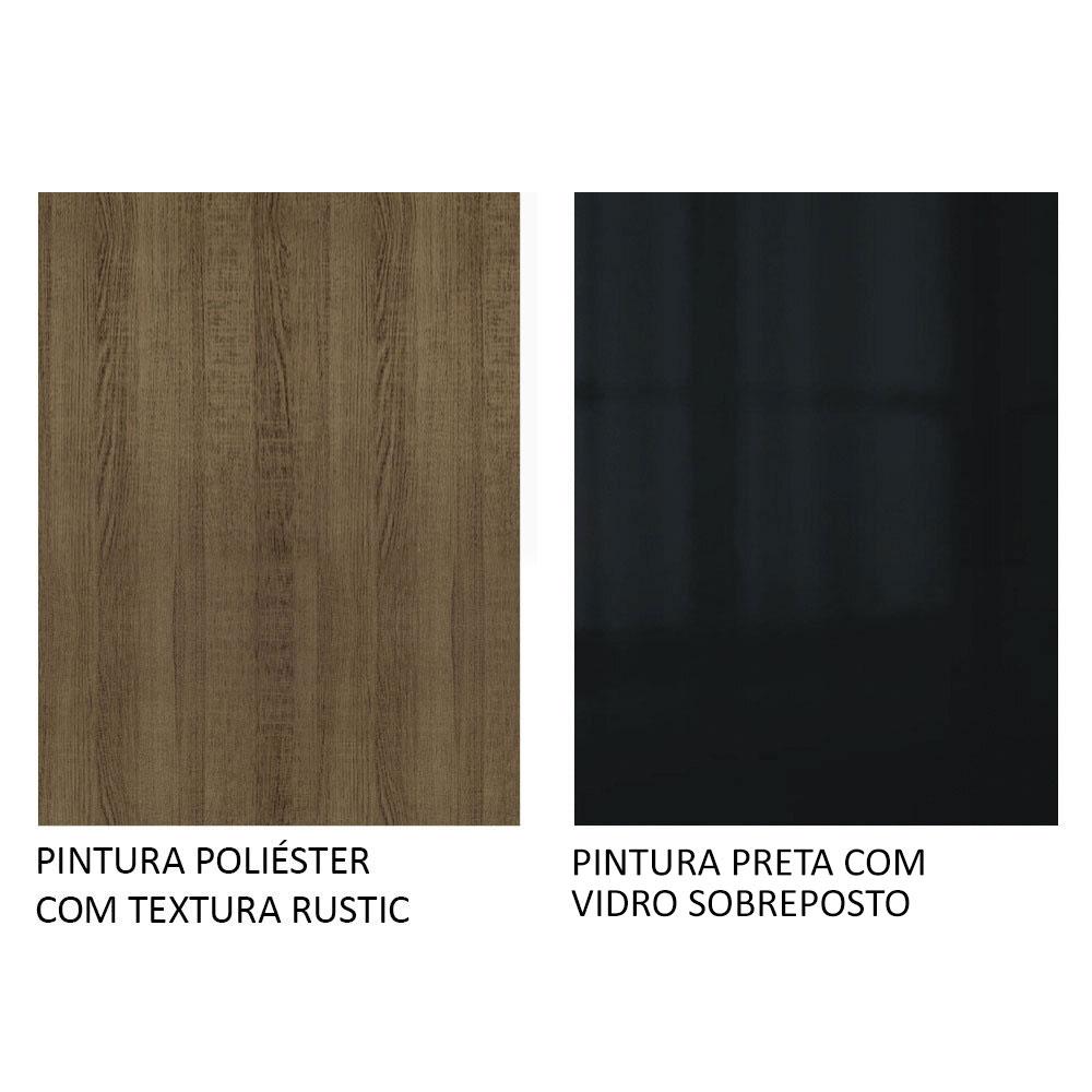 Armário Aéreo de Canto com Adega Acoplada Madesa Lux 1 Porta - Rustic/Preto