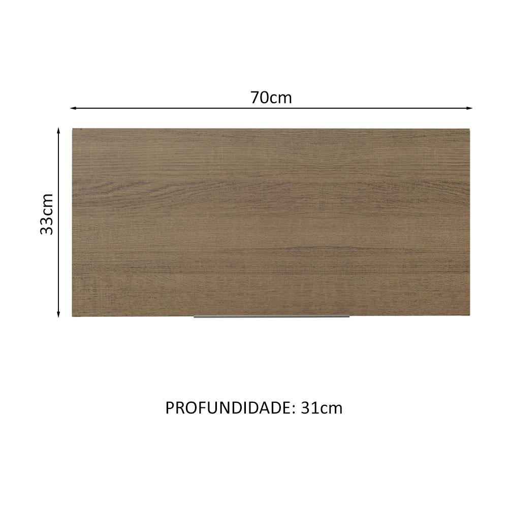 Armário Aéreo de Cozinha Madesa Stella 70 cm 1 Porta Basculante - Branco/Rustic