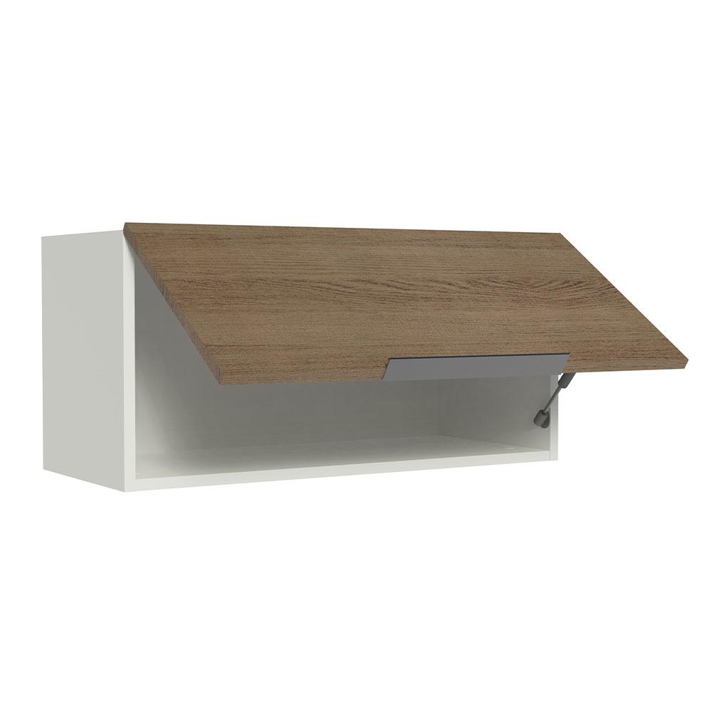 Armário Aéreo de Cozinha Madesa Stella 70 cm 1 Porta Basculante - Branco/Rustic