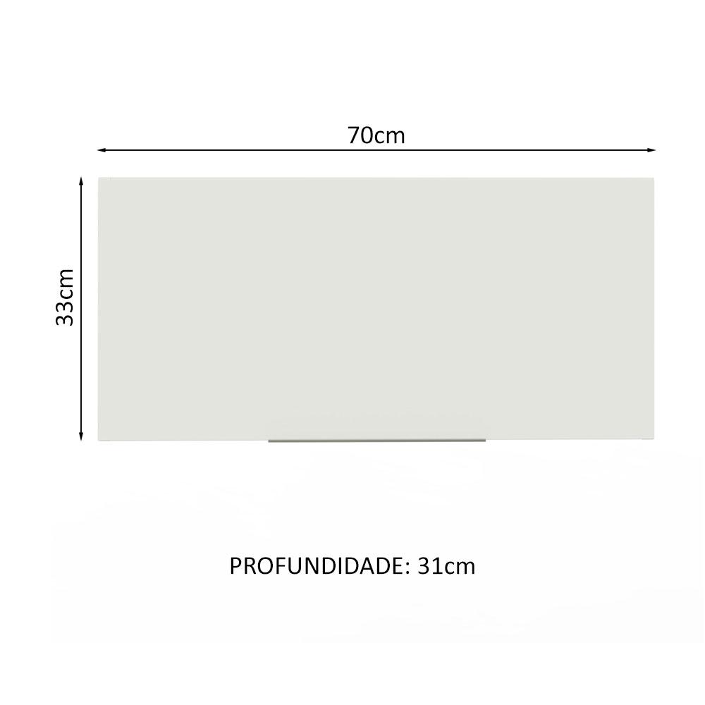 Armário Aéreo de Cozinha Madesa Stella 70 cm 1 Porta Basculante - Rustic/Branco