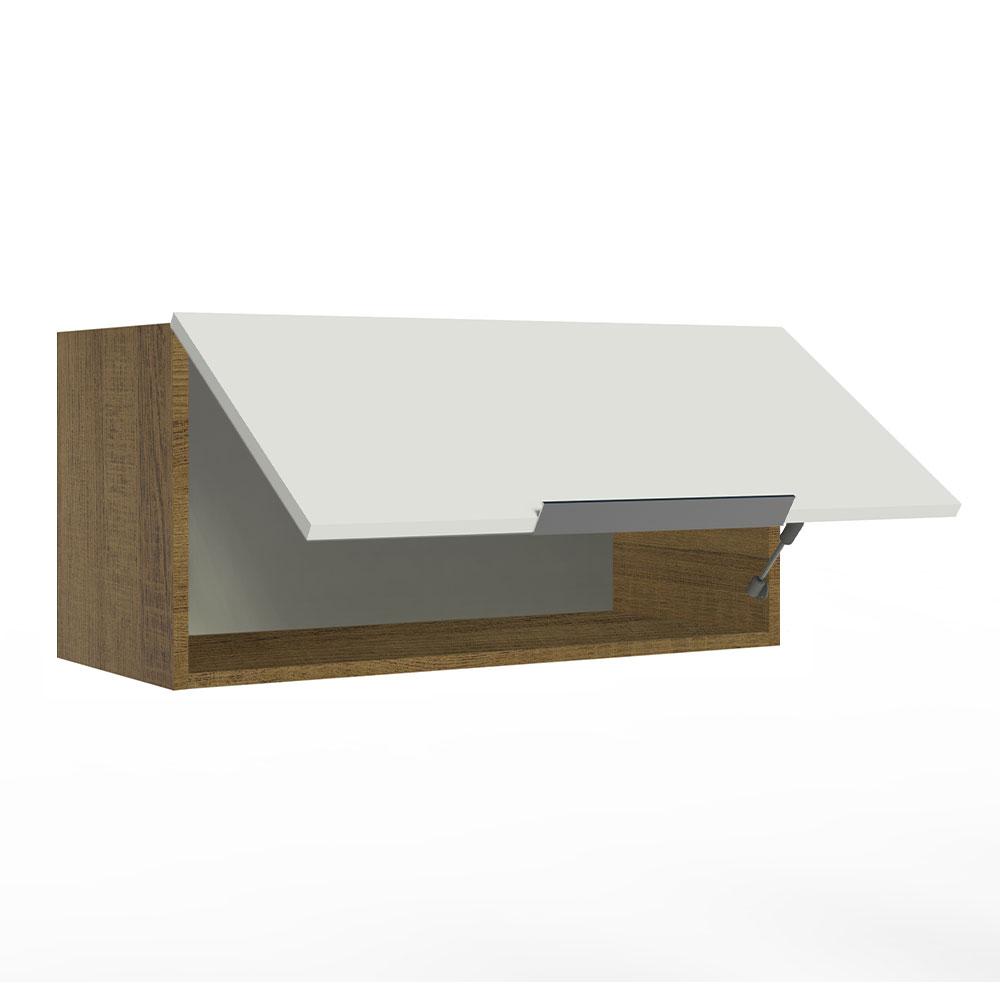 Armário Aéreo de Cozinha Madesa Stella 70 cm 1 Porta Basculante - Rustic/Branco