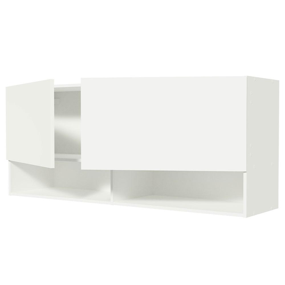 Armário Aéreo para Escritório com Nicho e Prateleira 120cm Branco Madesa